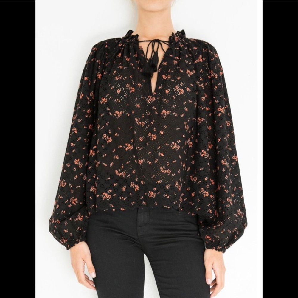 Ulla Johnson Siarah Blouse - Black Floral